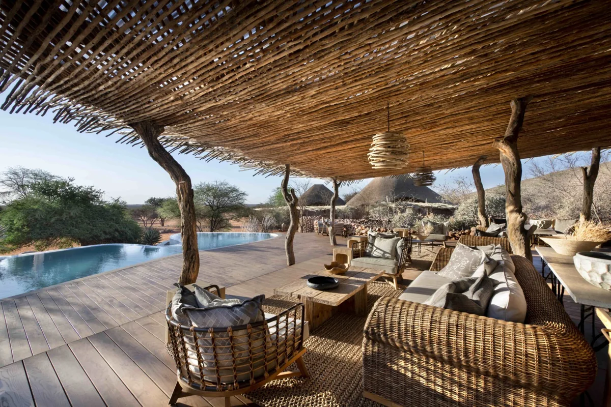 Pool deck at Motse in Tswalu Kalahari Reserve