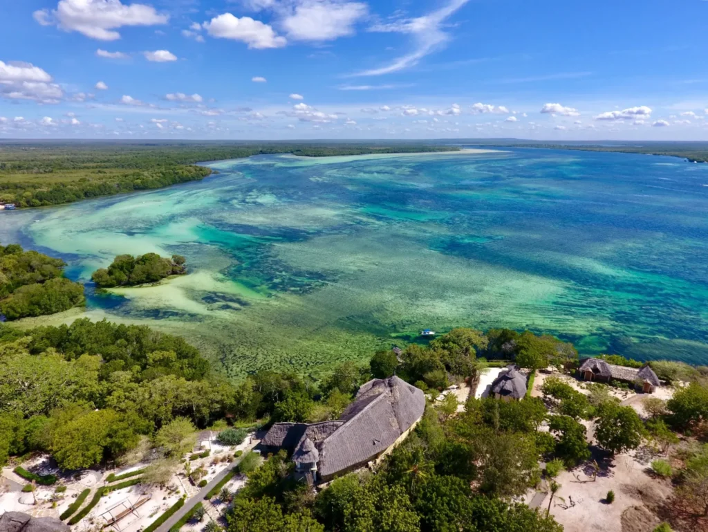 The Rock & Sea beside Mida Creek’s turquoise lagoon and mangrove forest in Watamu